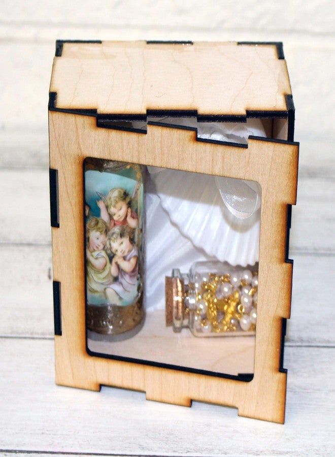 Ooki Handmade Angel Watching Over Colorful 4pc Devotional Set Wood Box Mi Bautizo Baptism Gift Set Rosary Candle Communion Espanol Nina Nino Favor Velas Recuerdos - Image 3